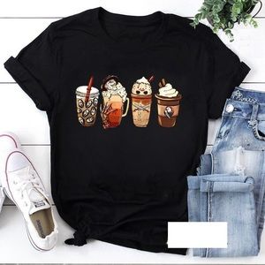 Halloween Horror Coffee T-Shirt, Horror Movie Coffee Halloween T-Shirt